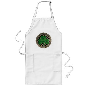 Avental Longo Shamrock, Latice E Nódulos Célticos Em Apron Preto