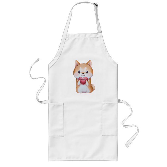 Avental Longo Shiba Inu Segurando Um Coração (Frente)