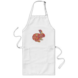 Avental Longo Silhouette Floral Colorida Bunny Apron