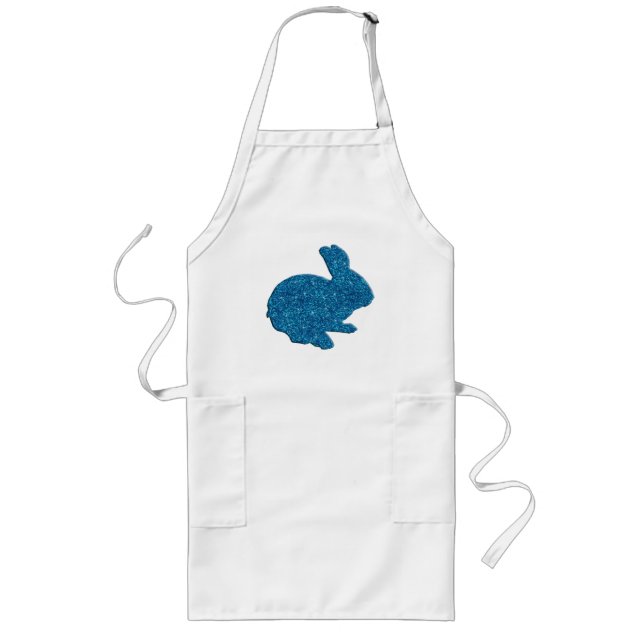 Avental Longo Silhueta Azul de Páscoa Bunny Apron (Frente)
