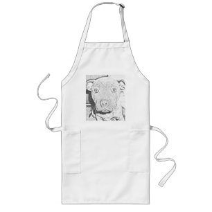 Avental Longo Staffordshire Puppy Pencil Drawing, Apron