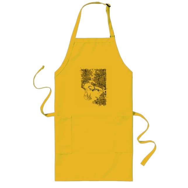 Avental Longo Sunny Yellow Sydney Map Kitchen Apron (Frente)