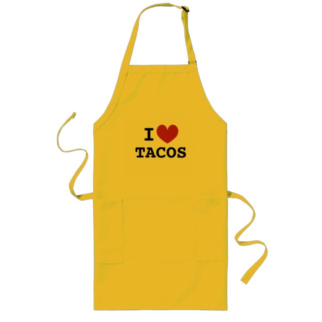 Avental Longo Tacos de coração | eu amo a cozinha comida mexican (Frente)
