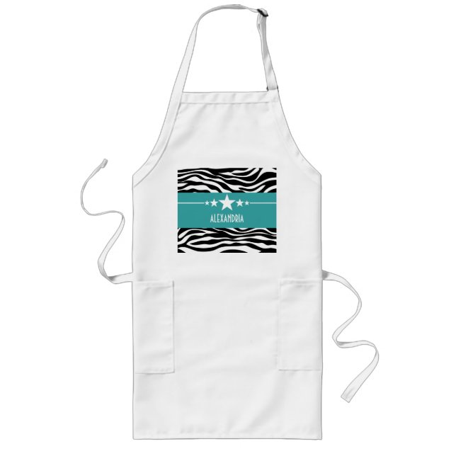 Avental Longo Teal Sassy Star Zebra Apron (Frente)