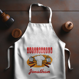 Avental Longo Touca de Chef Ferramentas de Churrasco Retro Laran
