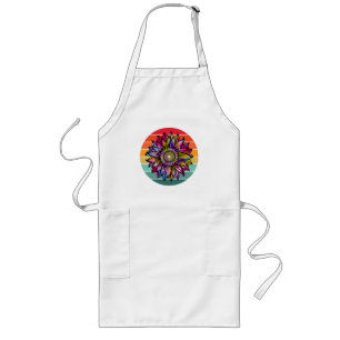 Avental Longo Vintage Sunflower Dia de as mães Dotou Flor Para E