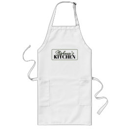 Avental Longo Vintage Ticking Stripe Coordinating Sage Apron