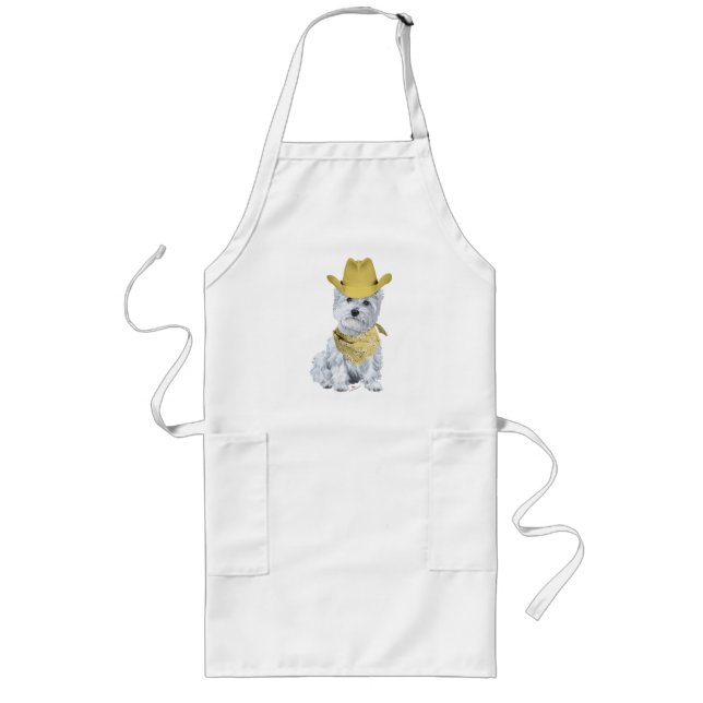 Avental Longo Westie Cowboy em Amarelo (Frente)