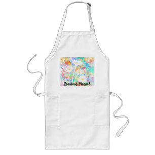 Avental Longo White Daisies sobre fundo colorido