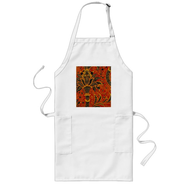 Avental Longo William Morris Índia Vermelho Floral Vintage Cláss (Frente)