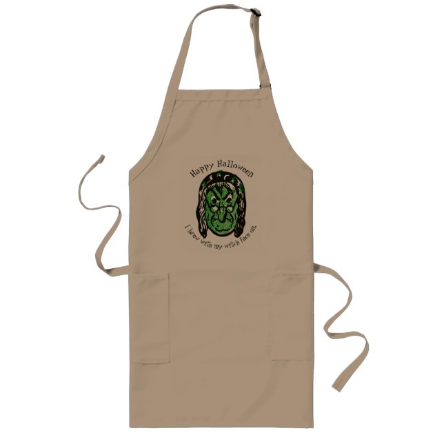 Avental Longo Witch Brew Apron - Rosto Verde Personalizado (Frente)