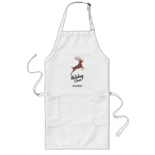 Avental Longo Xadrez Reindeer Holiday Cheer