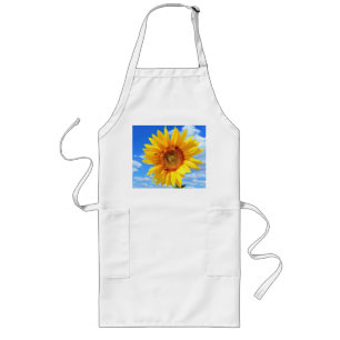 Avental Longo Yellow Sunflower and Bees on Blue Sky - Summer Day
