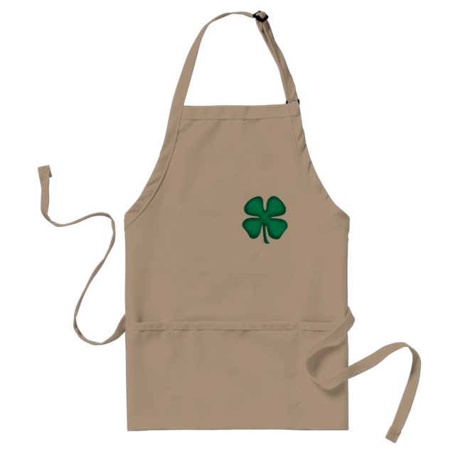 Avental Lucky 4 Leaf Irish Clover khaki chef apron (Frente)