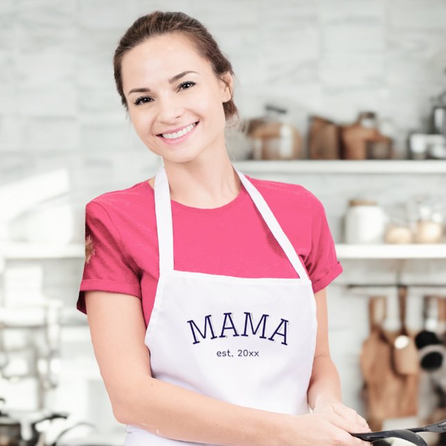 Avental Mama estabeleceu 🍳 presente personalizado de Dia  (Mama Established 🍳 Personalized Mothers Day Gift Adult Apron)