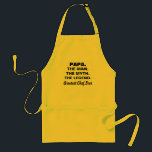 Avental Man Myend Legend Funny Papa Cotação<br><div class="desc">Avô surpreendido com este Homem Mito Lenda Engraçado Papá Cita Adulto Apron. Ele é desenhado pelo humorístico ditado, "papa o homem o mito a lenda" seguido de "o maior chef de sempre" em tipografia negra e ousada. Faz uma ideia de presente de excelente para um avô que ama grelhar e...</div>