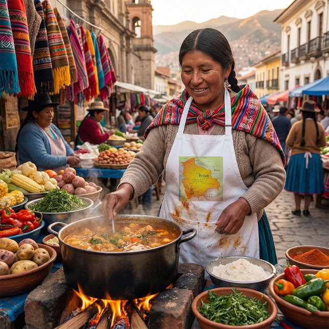 Avental Mapa da Bolívia com Cidades e Fronteiras (Criador carregado)