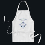 Avental Marinho de Âncora Náutica de Compasso Personalizad<br><div class="desc">Uma Âncora de Compass Náutica Personalizada com Capitão Personalizado ou outro Título e o Nome do Barco ou outro texto personalizado em Azul Marinho num Chef de CHURRASCO Adulto Apron. Faz um presente de excelente e uma conversa para qualquer ocasião.</div>
