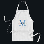 Avental Marinho de Monograma Moderno - Cursinho de Chef Az<br><div class="desc">Marinho de Monograma Moderno - Azul - Script Branco Chef Adulto de cozinha</div>