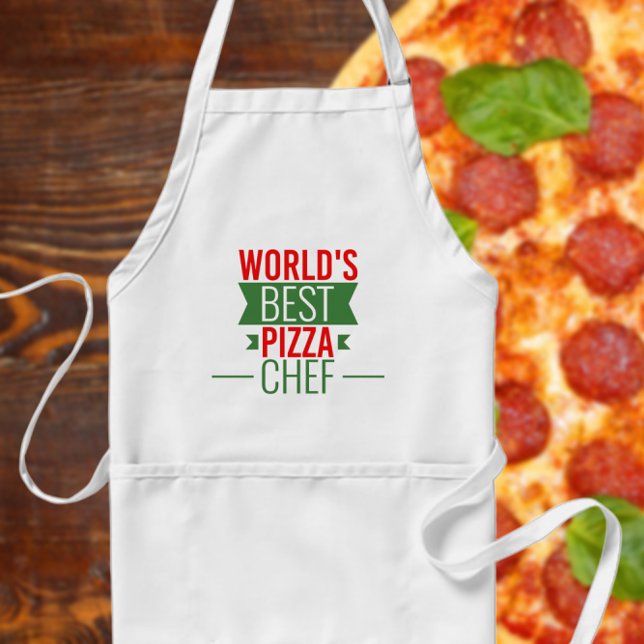Avental Melhor Chef de pizza do mundo - verde-vermelho (Criador carregado)