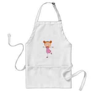 Avental Menina Feliz Boneca de Palito Cabelo Ruivo Coque