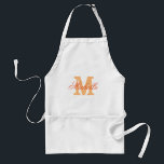 avental monograma de nome personalizado | Cor de l<br><div class="desc">Nome personalizado avental monograma | Cor de laranja. Churrasco/avental de cozinha elegante para homens,  mulheres e crianças. letra inicial da tipografia do na moda. Barbecue/maçaricos inicializados no beige khaki / padrão branco e amarelo. Versão longa e curta. Faça um para mãe,  mãe,  esposa,  tia,  avó,  filha,  namorada etc.</div>