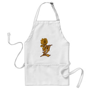 Avental Monograma Inicial L Peony Apron Dourado