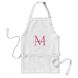 Avental Monograma moderno - Magenta - Rosa - Script - Chef