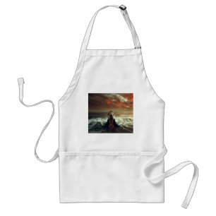 Avental Mulher e Violino no Oceano Zazzle HEART Apron