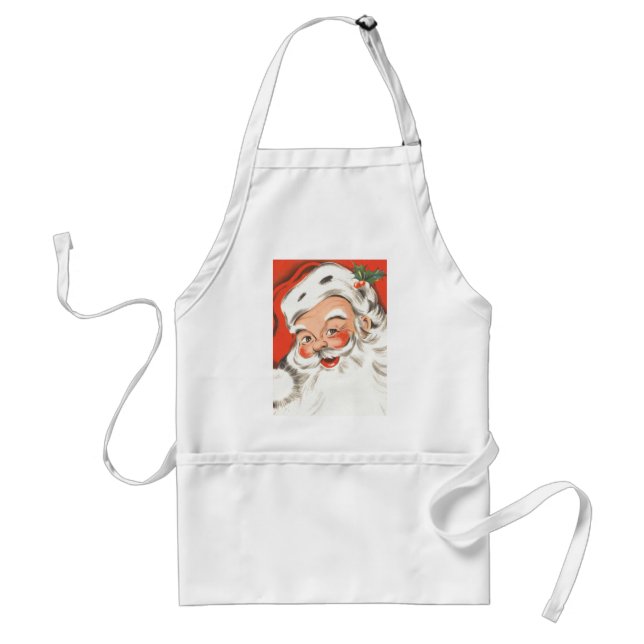 Avental Natal Antigo, Papai Noel Alegre com Sorriso (Frente)