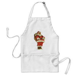 Avental Natal vintage, Victorian Papai Noel com brinquedos