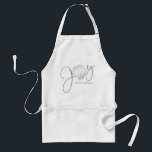 Avental Náutica Costeira de Natal Joy Seashell<br><div class="desc">Apron Náutico de Joy Seashell, no Natal costeiro, com uma elegante tipografia rústica de Joy com uma casca de aquarela como "o" num fundo de madeira branca costeira. Perfeito para o feriado ou só para alguém que ama o oceano ou coleciona conchas. Adicione facilmente seu próprio texto para um design...</div>