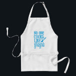 Avental Ninguém cozinha como a avó do grego do yiayia<br><div class="desc">Presente perfeito para sua avó grega que cozinha como não outro. Este avental caracteriza o tipo azul egeu com as palavras "que ninguém cozinha como o yiayia" em uma mistura dos caráteres gregos e ingleses. Faz um divertimento e um presente doce do dia das mães, e igualmente trabalha bem para...</div>