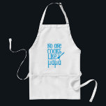 Avental Ninguém cozinha como a mãe do mama grego<br><div class="desc">Seu mama está cozinhando o melhor? Este avental original é o presente perfeito para sua mãe grega que cozinha como não outro. Este avental caracteriza o tipo azul egeu com as palavras "que ninguém cozinha como o mama" em Greeklish (combinação de grego e de inglês).</div>