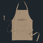 Avental Nome de script moderno personalizado<br><div class="desc">Hospedando uma oficina botânica e suculenta? Que tal uma aula de cozinhar? Dê aprons personalizados para seus convidados com um tipo elegante de script de fonte que certamente os deliciará. Tenham a conversa sobre esse dom sofisticado. Dica: para guardar as palhetas longas no final mantenha os pequenos quadrados no final...</div>