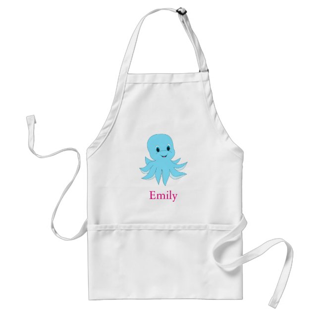 Avental Octopus Azul Cute Personalizado (Frente)