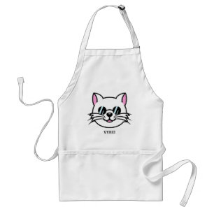 Avental Óculos Pretos Vestidos de Gatos Brancos / Óculos e