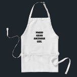 Avental Orgulhosa tipografia branca-negra da American Girl<br><div class="desc">Orgulho da tipografia moderna da American Girl Adult Apron. Texto preto em avental branco. Disponível em diferentes cores e opções de estilo. Este é um acessório excelente para mostrar seu orgulho asiático e celebrar o Mês do Patrimônio da Ásia Americana e do Pacífico (AAPI).</div>