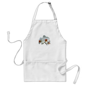 Avental Orquídeas Brancas Com Centro Laranja