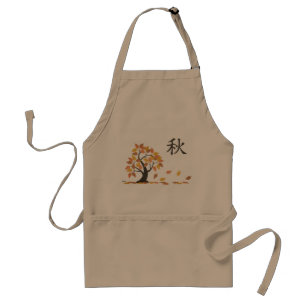 Avental Outono (秋) Fall Tree deixa Apron