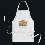 Avental Pão-de-Pão Festivo Aquarela Natal<br><div class="desc">Feliz Natal! Este avental de feriado personalizado apresenta uma casa festiva de pão-de-água com canas doces,  hortelãs e sotaques doces. Personalize adicionando seus detalhes. Este avental de Natal personalizado é perfeito como um presente personalizado. Itens correspondentes estão disponíveis.</div>
