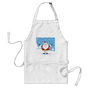 Avental Papai Noel em Cena de Inverno Nevado