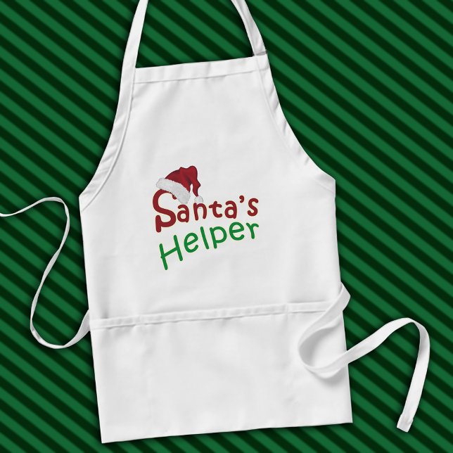 Avental Papais noeis Helper Christmas Santa Hat Typografia (Santa's Helper Christmas Santa Hat Typography Adult Apron)