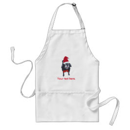 Avental Papais noeis Pug Dog Red Arco Seu Texto Aprons de 