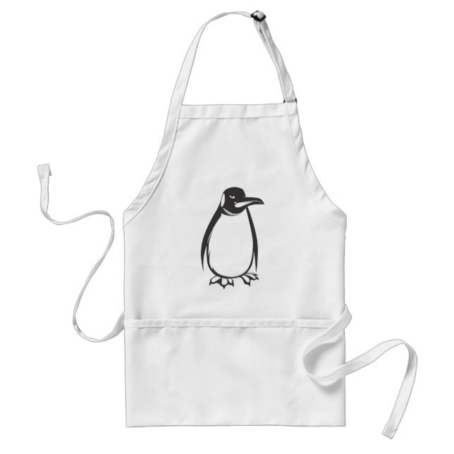 Avental Pássaro sério do pinguim de imperador em preto e (Frente)