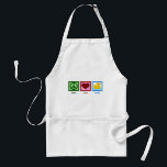 Avental Patos de Paz e Amor<br><div class="desc">Presente bonito perfeito para alguém que ama patos ou presentes amigáveis para bebês. Um sinal verde de paz, vermelho, e um bonito pato de borracha amarelo num avental da cozinha.</div>