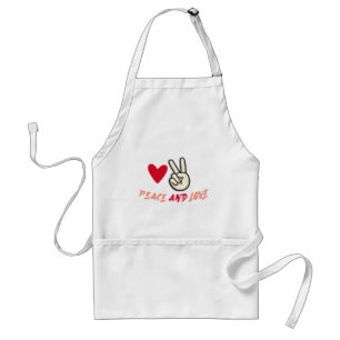 Avental Paz e Amor Gráfico de Símbolo de Coração