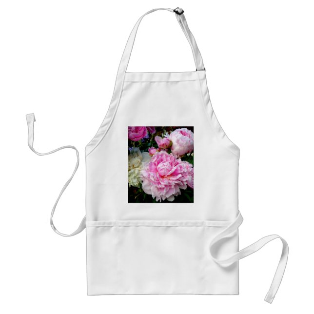 Avental Pêonias brancas e rosa (Frente)