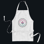 Avental Personalizar logotipo de empresa personalizado cas<br><div class="desc">Apron Personalizado do Logotipo Empresarial Personalizado da Casa Round Cute, com uma fronteira redonda angustiante, letra de texto da máquina de escrever vintage para nome do funcionário e nome da empresa, deixa decoração, ícone do cupcake personalizável com a sua própria fotografia, clique, decoração ou qualquer imagem. Um presente fofo personalizado...</div>
