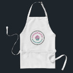 Avental Personalizar logotipo de empresa personalizado cas<br><div class="desc">Apron Personalizado do Logotipo Empresarial Personalizado da Casa Round Cute, com uma fronteira redonda angustiante, letra de texto da máquina de escrever vintage para nome do funcionário e nome da empresa, deixa decoração, ícone do cupcake personalizável com a sua própria fotografia, clique, decoração ou qualquer imagem. Um presente fofo personalizado...</div>